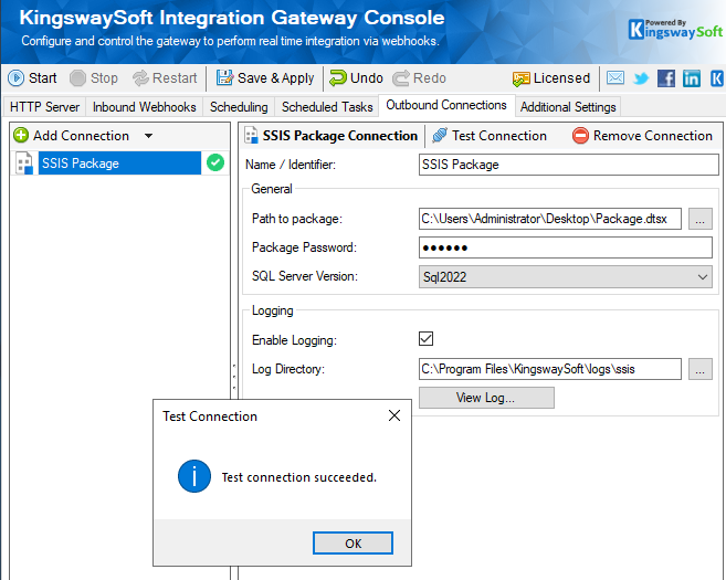 KingswaySoft Integration Gateway Console - Outbound Connection - SSIS Package.png